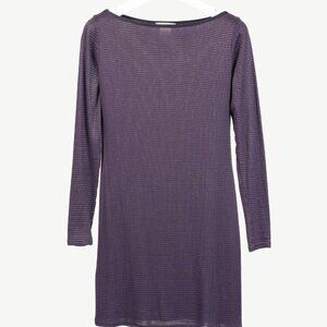 Sarah Pacini Purple Boatneck Textured Long-Sleeve Dress